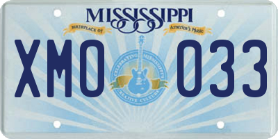 MS license plate XMO033