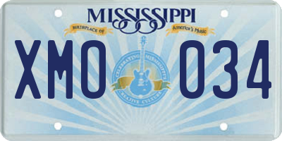 MS license plate XMO034
