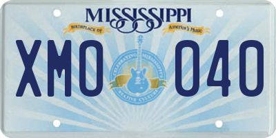 MS license plate XMO040