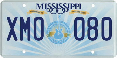 MS license plate XMO080