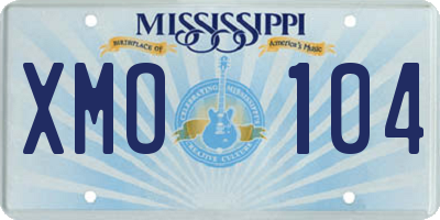 MS license plate XMO104