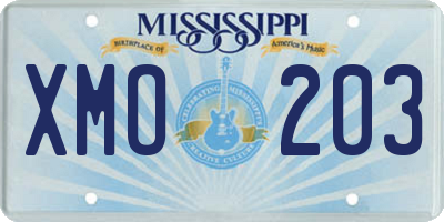 MS license plate XMO203