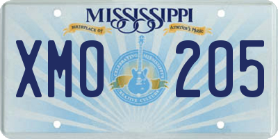 MS license plate XMO205