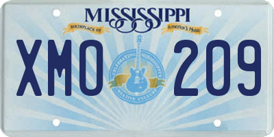 MS license plate XMO209