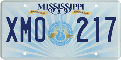 MS license plate XMO217