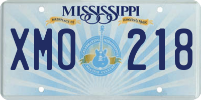 MS license plate XMO218