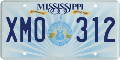 MS license plate XMO312