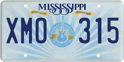 MS license plate XMO315