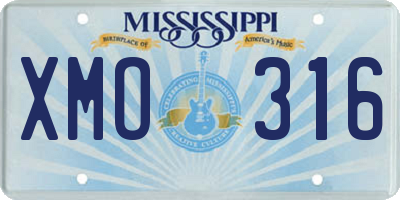 MS license plate XMO316