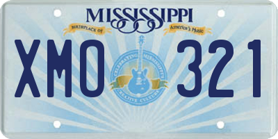 MS license plate XMO321