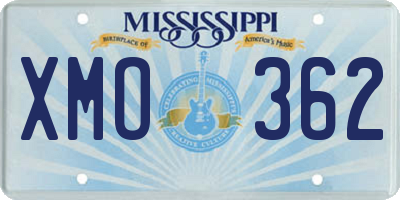 MS license plate XMO362
