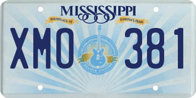 MS license plate XMO381