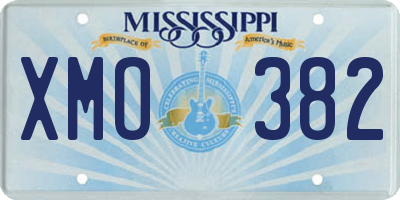 MS license plate XMO382