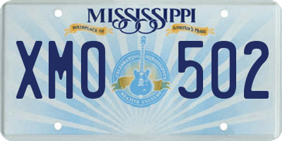 MS license plate XMO502