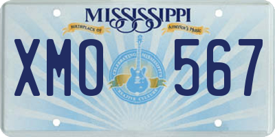 MS license plate XMO567
