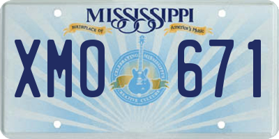 MS license plate XMO671