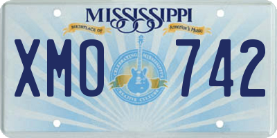 MS license plate XMO742