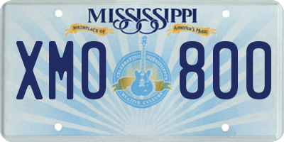 MS license plate XMO800
