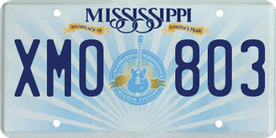 MS license plate XMO803