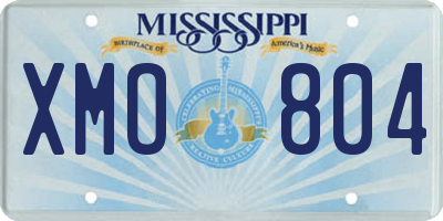 MS license plate XMO804