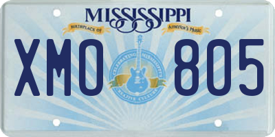MS license plate XMO805