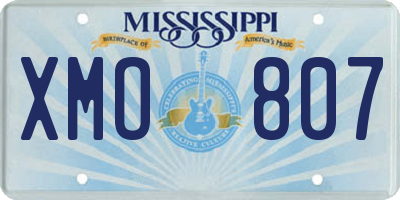 MS license plate XMO807