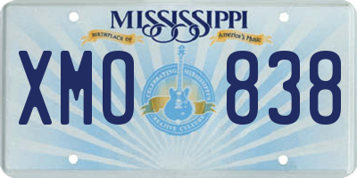 MS license plate XMO838