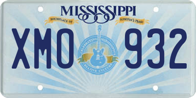 MS license plate XMO932