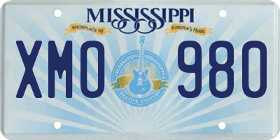 MS license plate XMO980