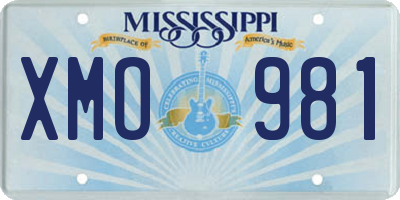 MS license plate XMO981