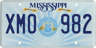 MS license plate XMO982