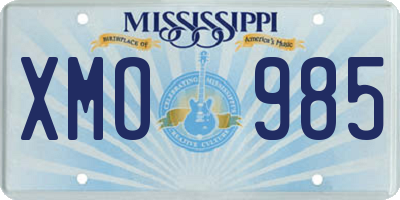 MS license plate XMO985