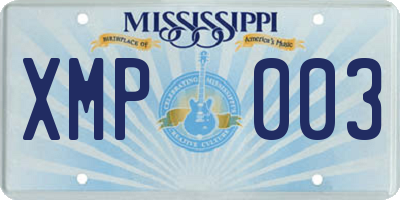 MS license plate XMP003