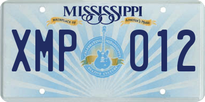 MS license plate XMP012