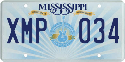 MS license plate XMP034