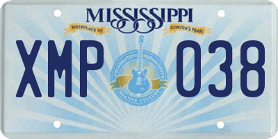 MS license plate XMP038