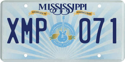MS license plate XMP071