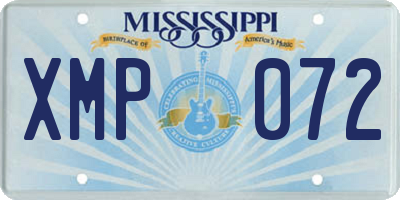 MS license plate XMP072