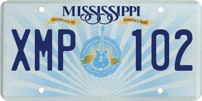 MS license plate XMP102