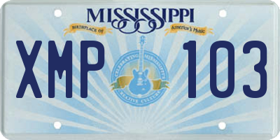 MS license plate XMP103