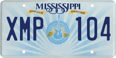 MS license plate XMP104