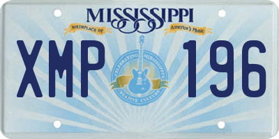 MS license plate XMP196