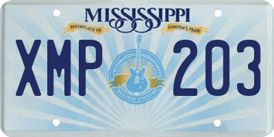 MS license plate XMP203