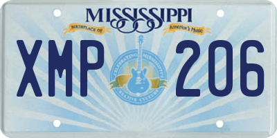 MS license plate XMP206
