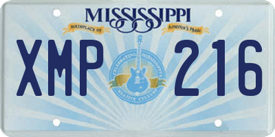 MS license plate XMP216