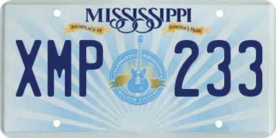 MS license plate XMP233