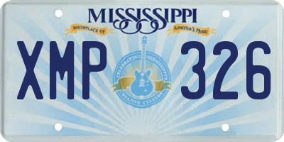 MS license plate XMP326