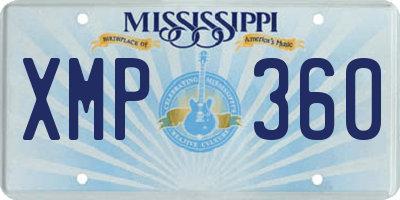 MS license plate XMP360