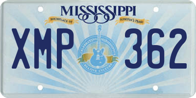 MS license plate XMP362