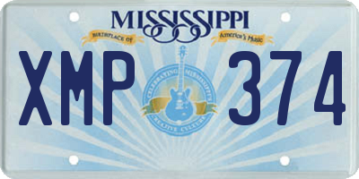 MS license plate XMP374
